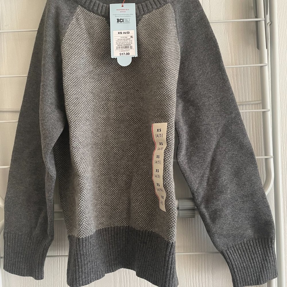 CAT & JACK XS (4/5) HEATHER GREY TODDLER SWEATER